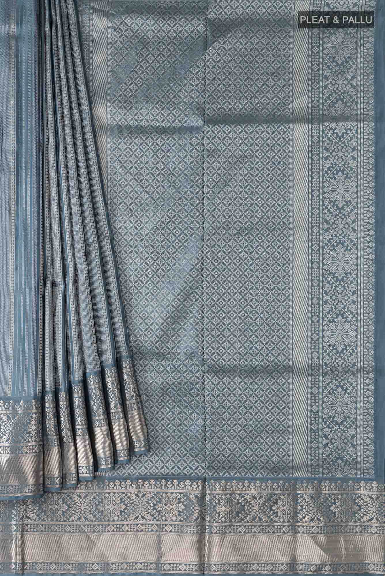 Blue Grey Soft Silk Saree
