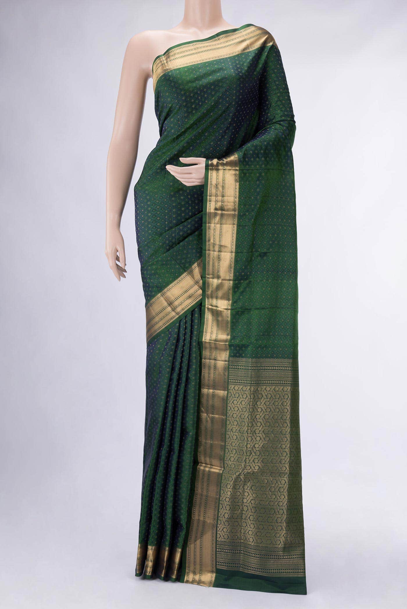 Green Dual Tone Soft Silk Saree