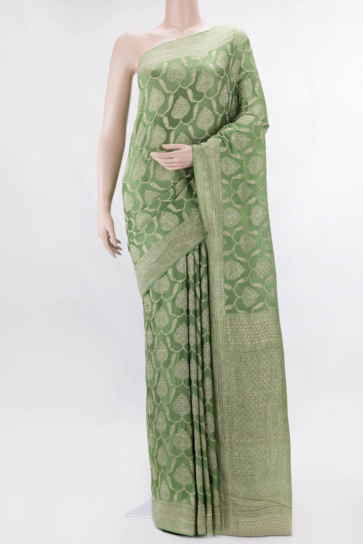 Green Dual Tone Banarasi Georgette Saree