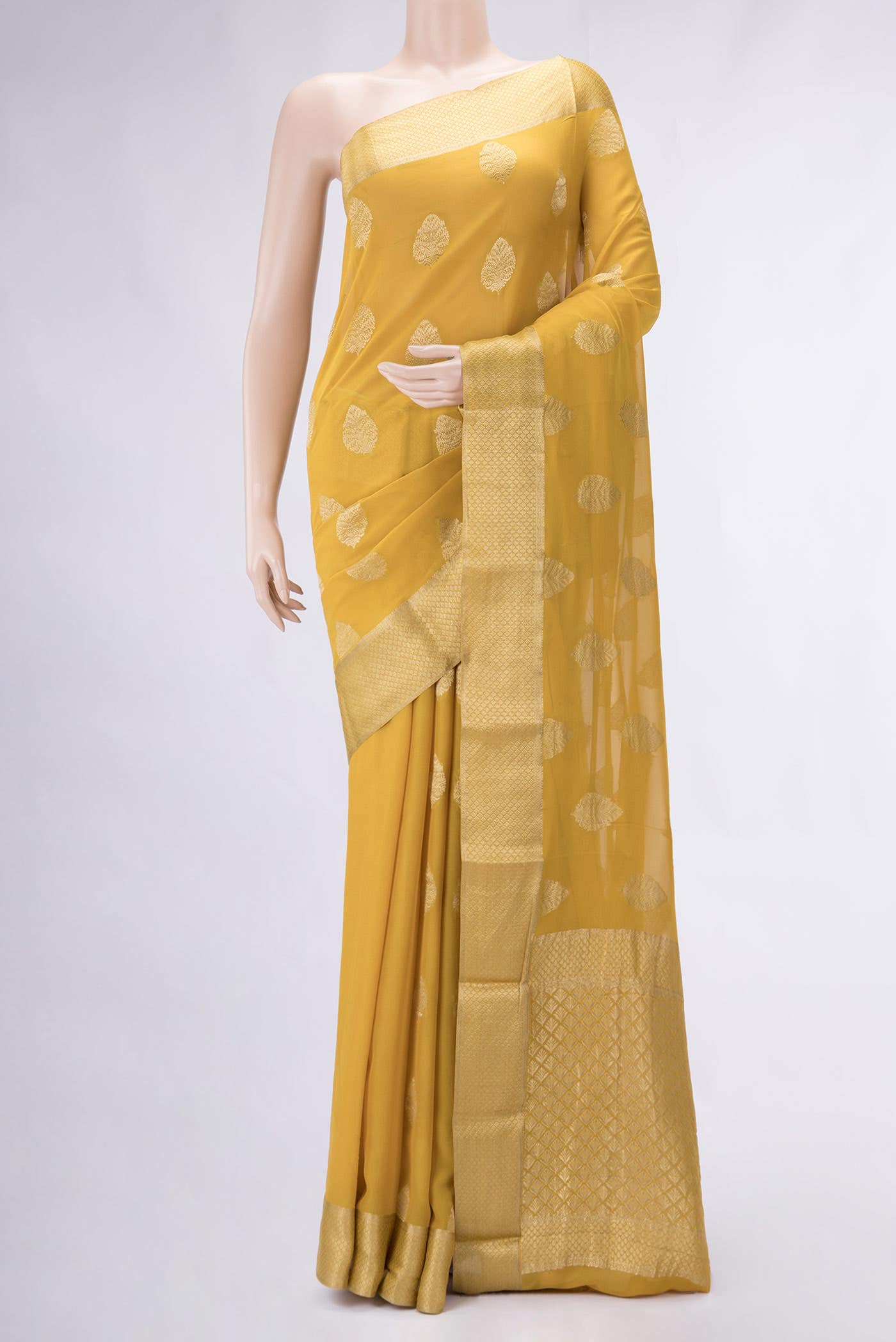 Mustard Mysore Georgette Saree