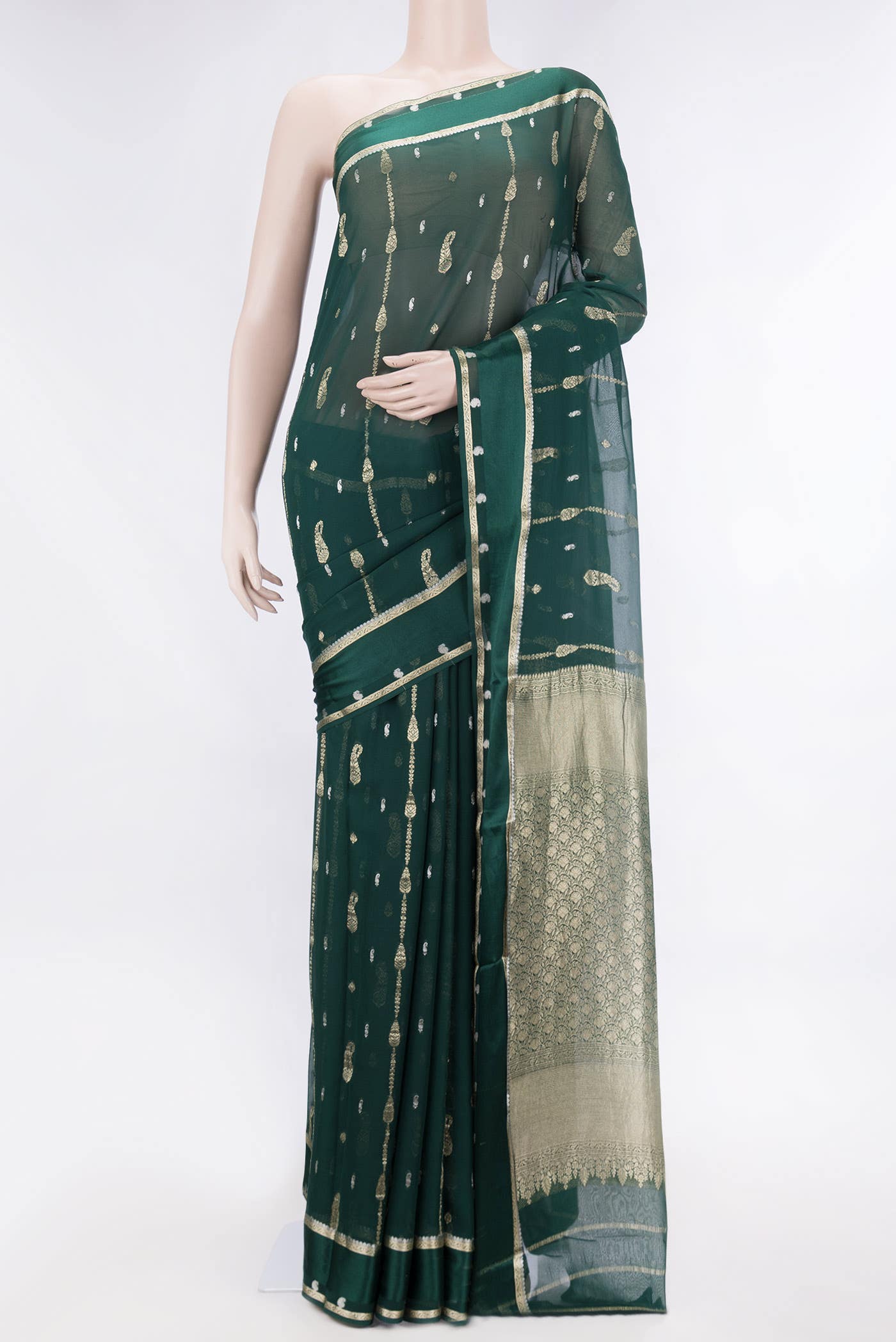 Green Dual Tone Mysore Georgette Saree