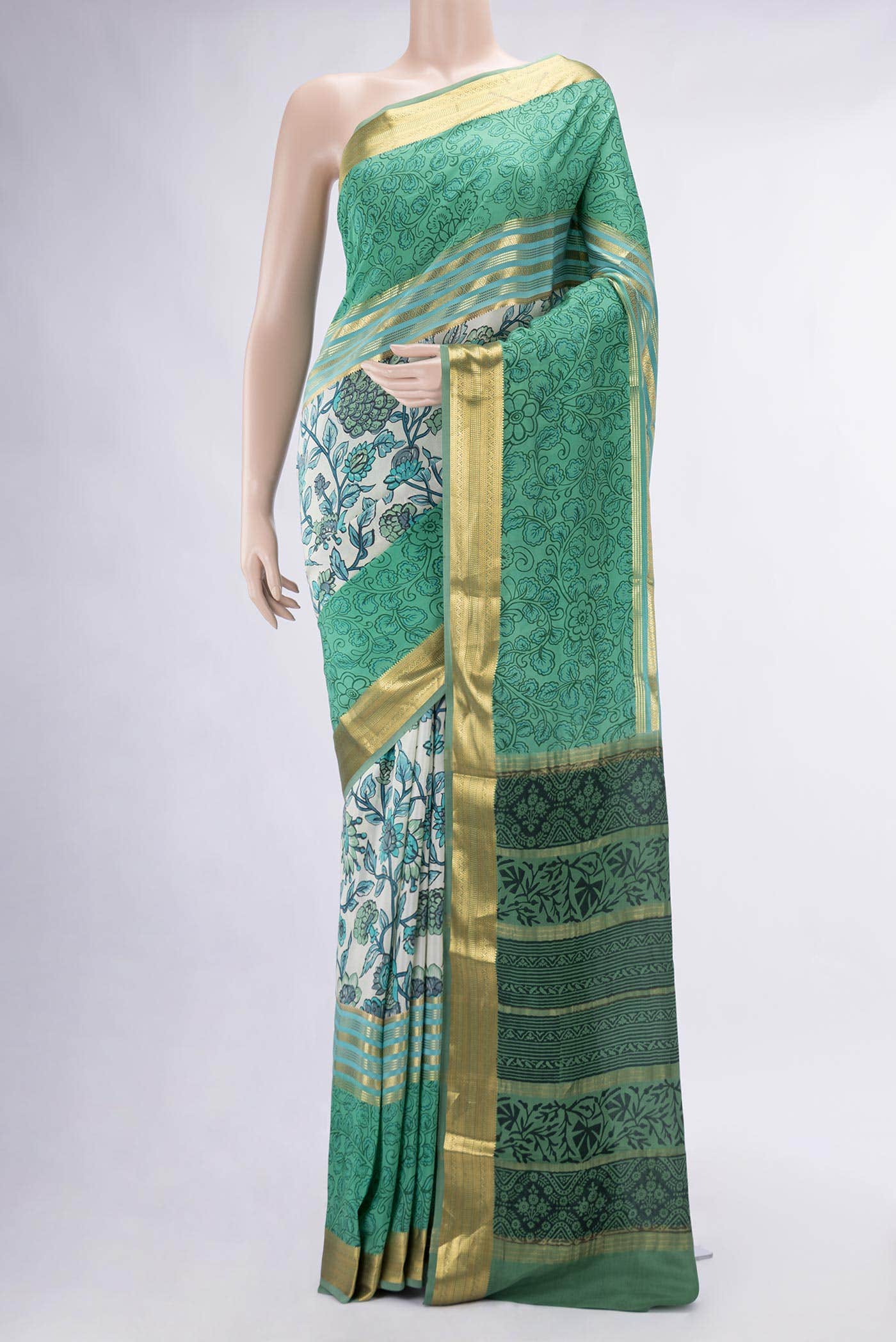 Multi Mysore Crepe Saree