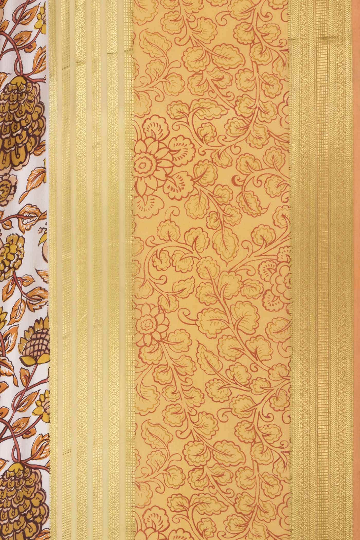Off White and Orange Dual Tone Mysore Crepe Saree