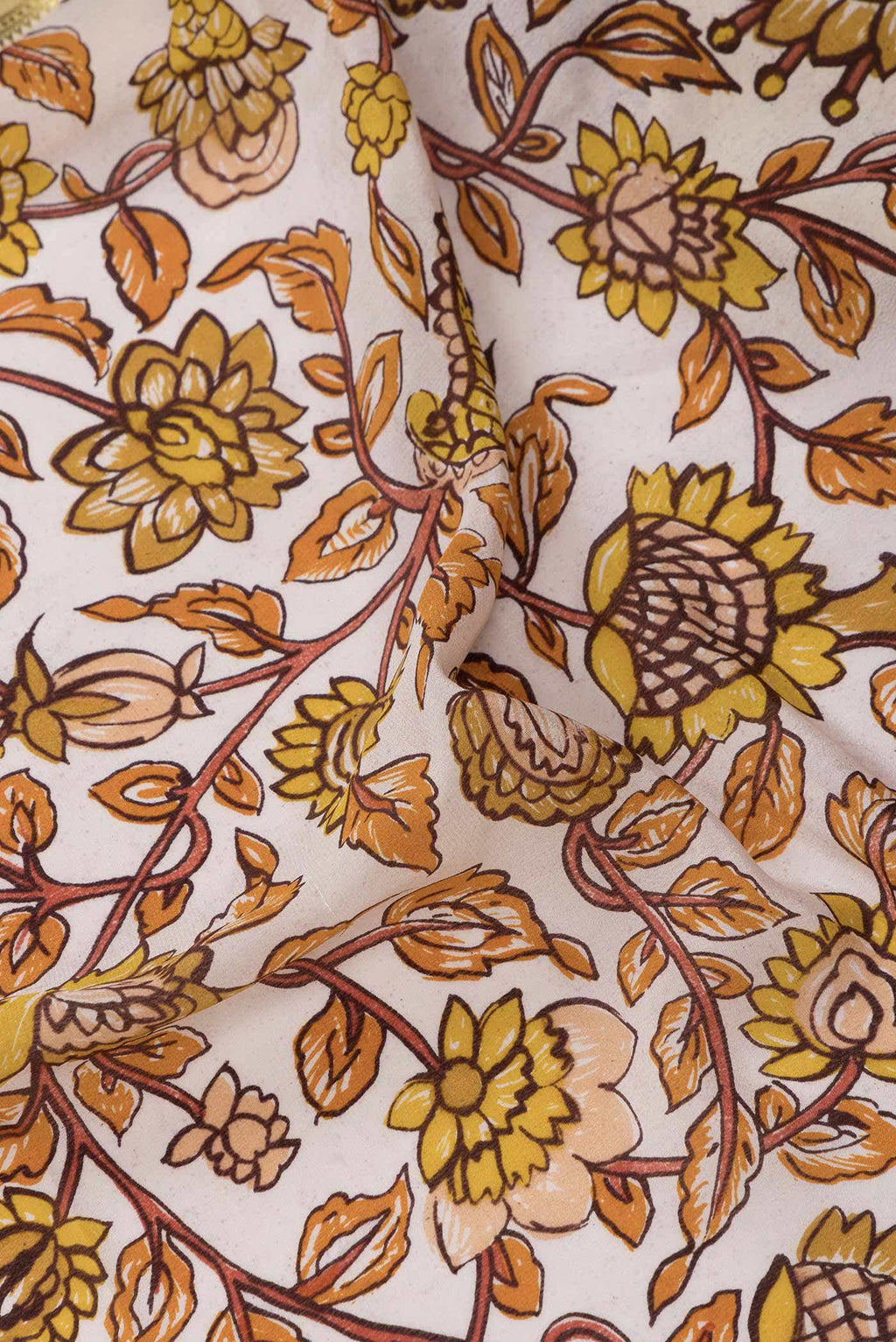 Off White and Orange Dual Tone Mysore Crepe Saree