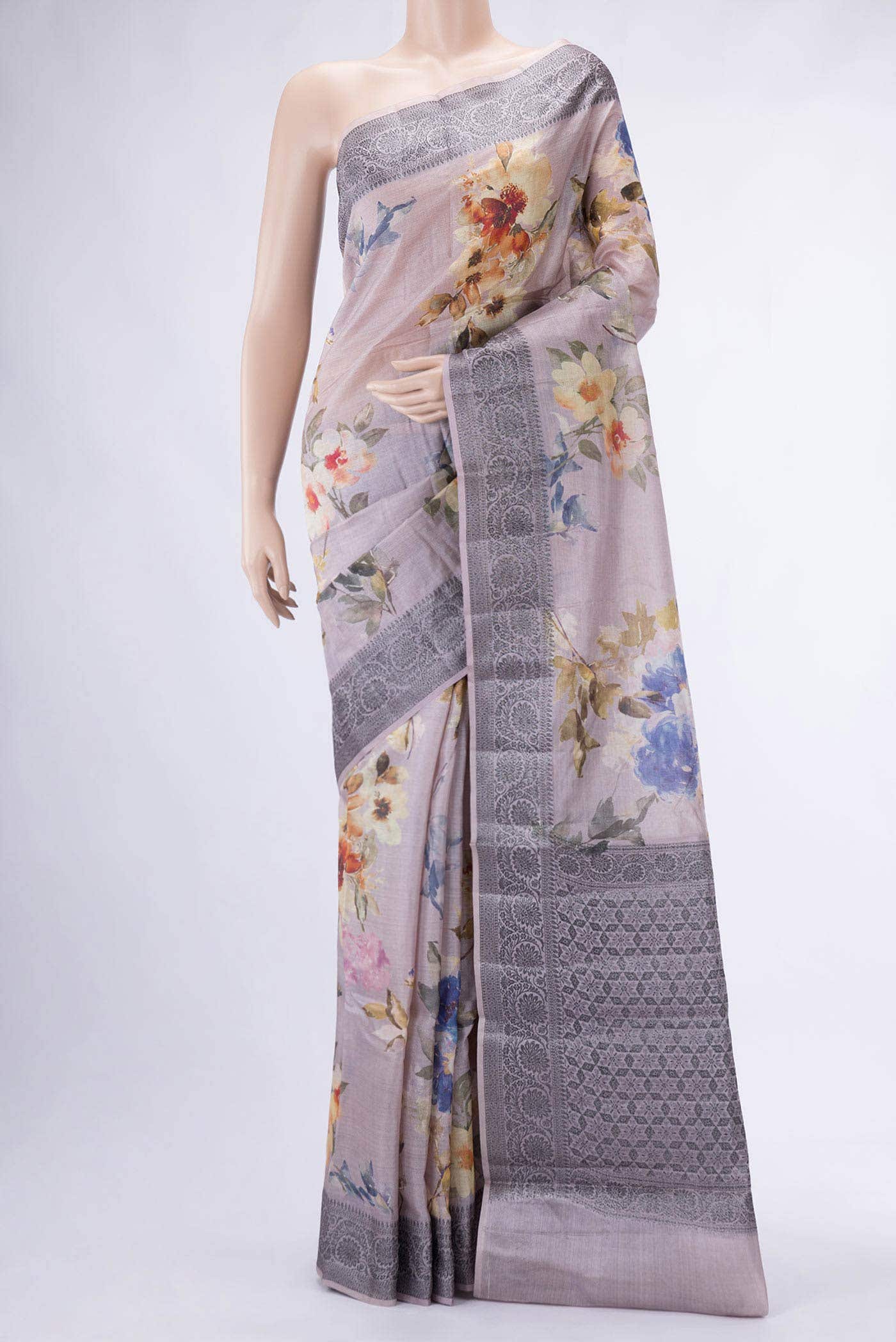 Lavender Tussar Silk Saree