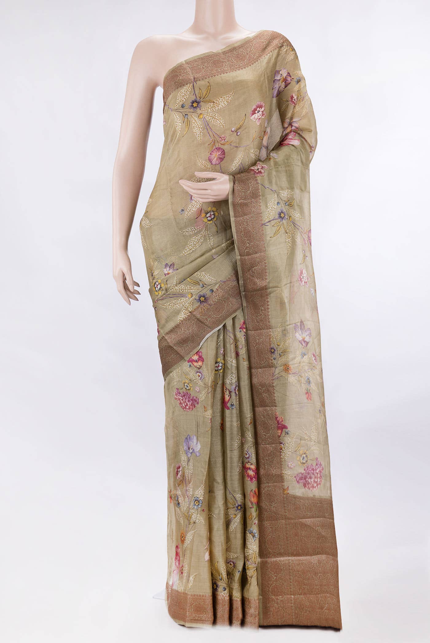 Light Green Dual Tone Tussar Silk Saree