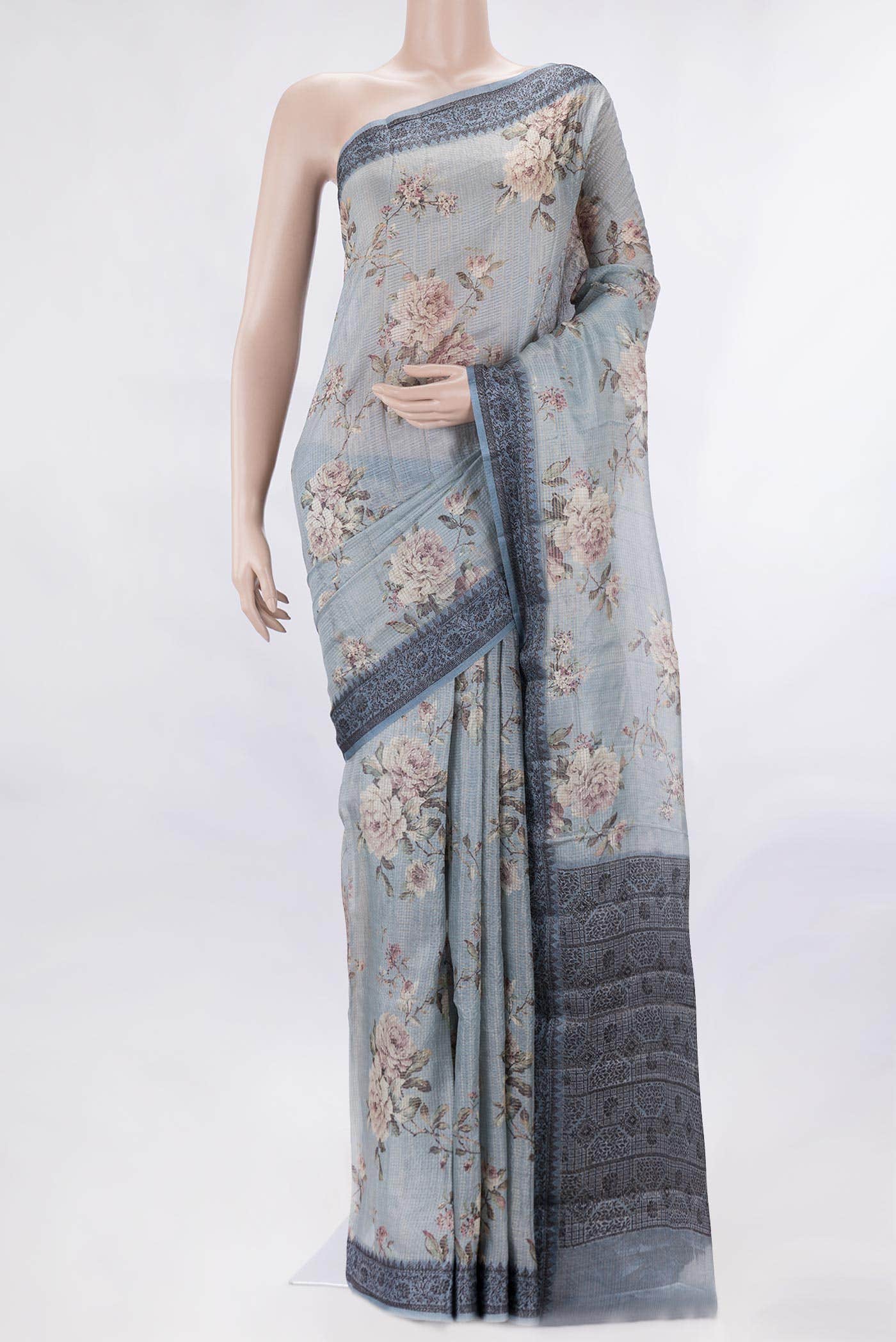Light Blue Dual Tone Tussar Silk Saree