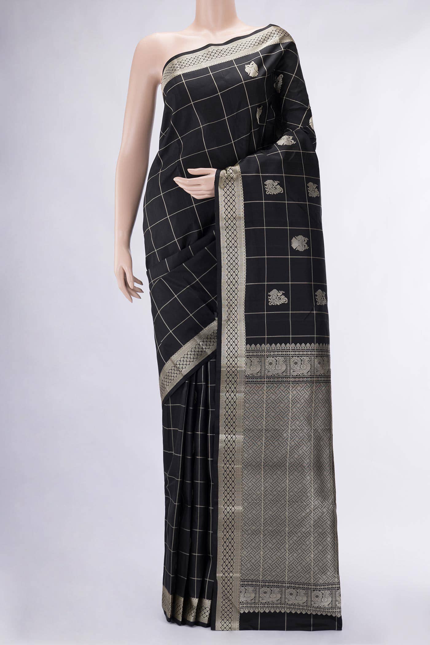 Black Kanchipuram Silk Saree
