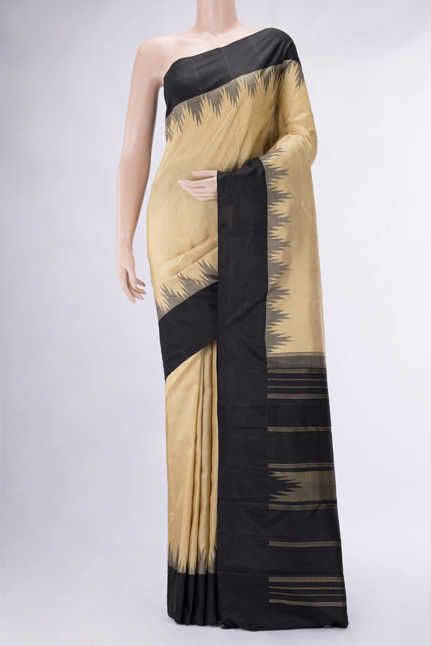Dark Beige Dual Tone Kanchipuram Silk Saree