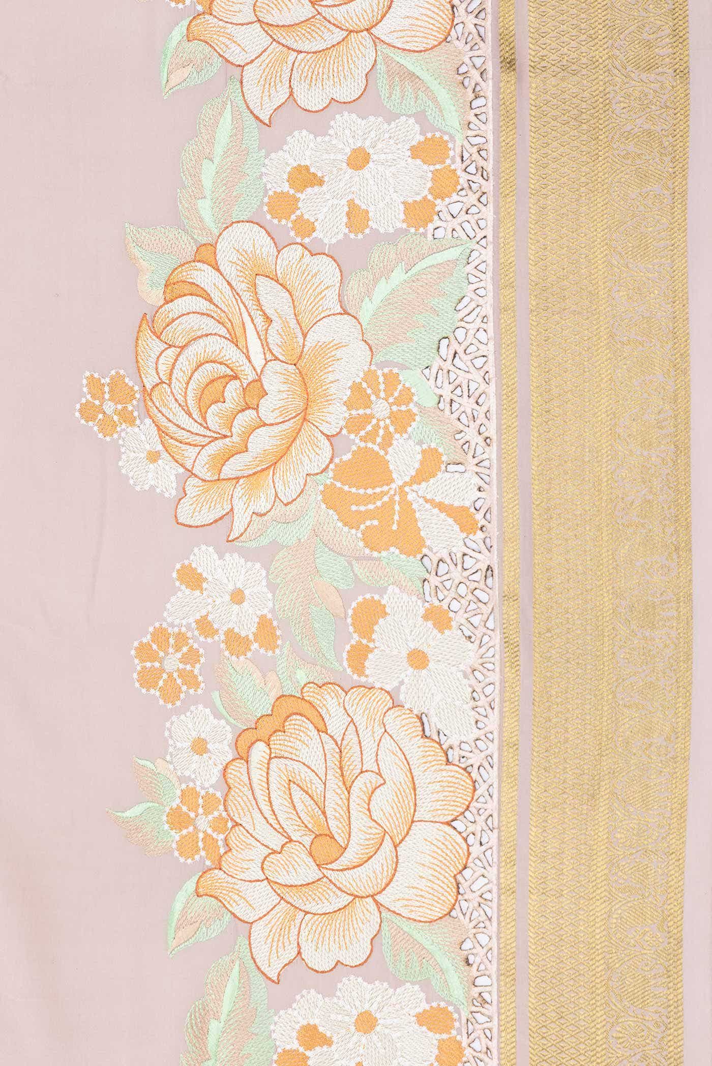 Rose Gold Dual Tone Mysore Crepe Saree