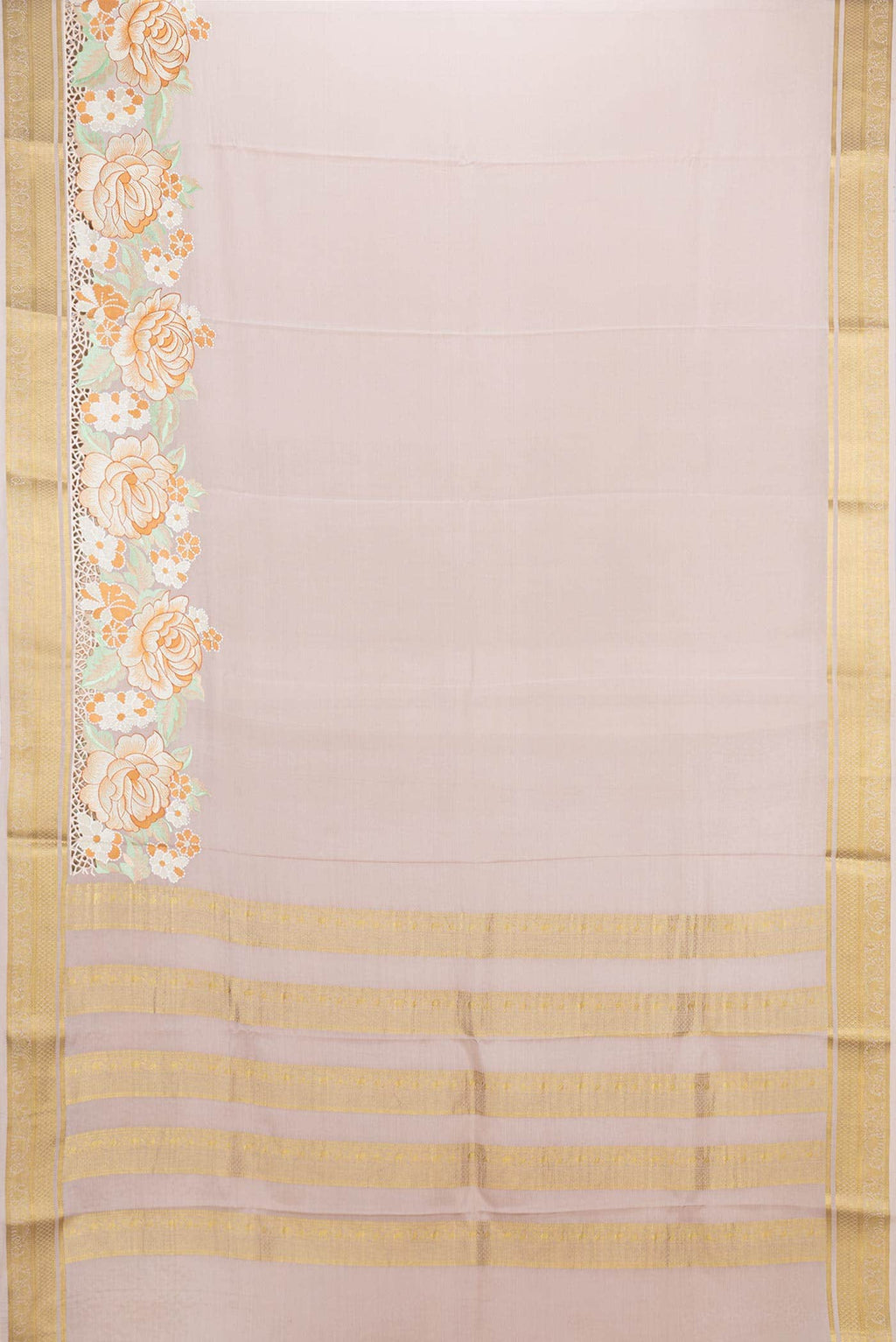 Rose Gold Dual Tone Mysore Crepe Saree