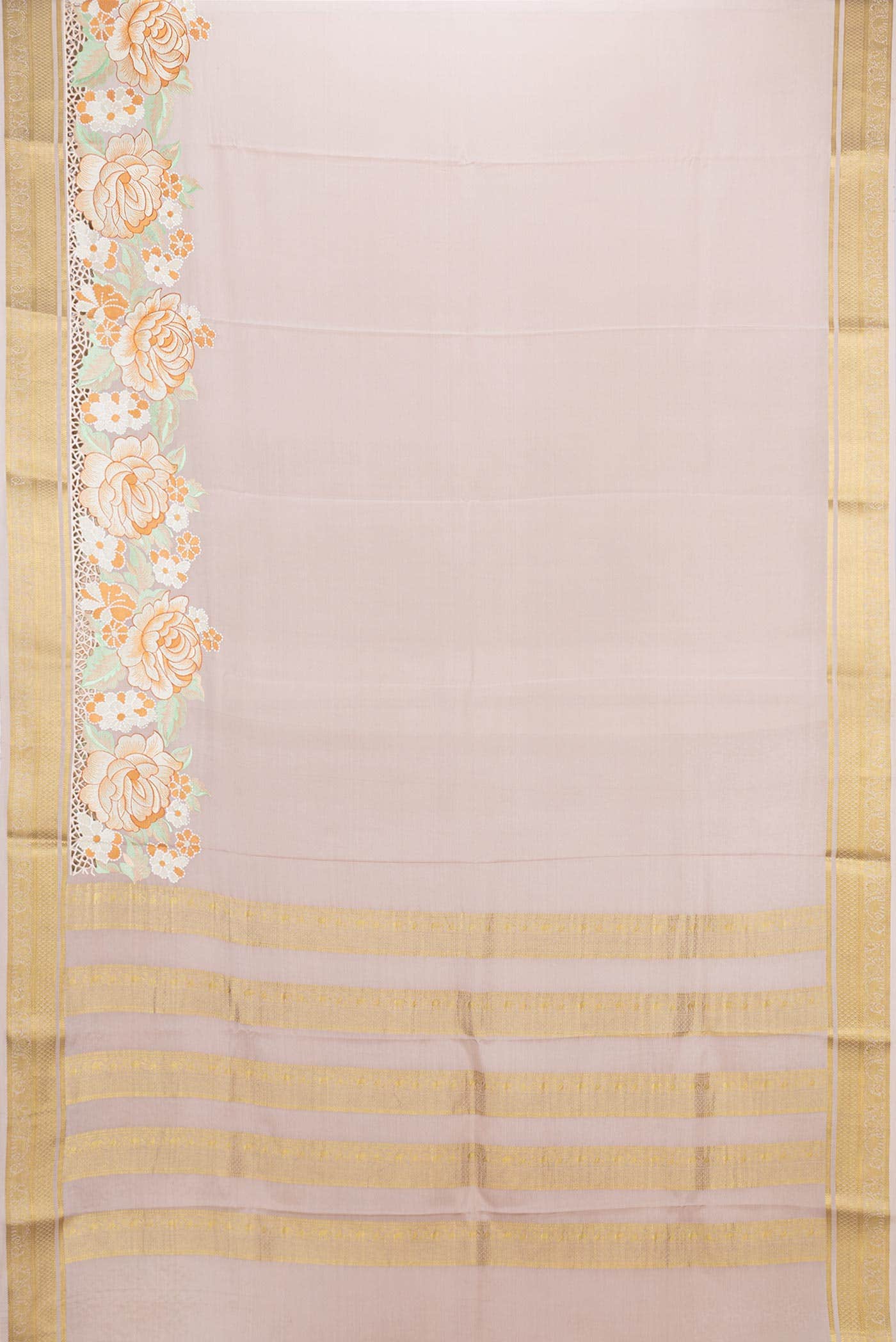 Rose Gold Dual Tone Mysore Crepe Saree