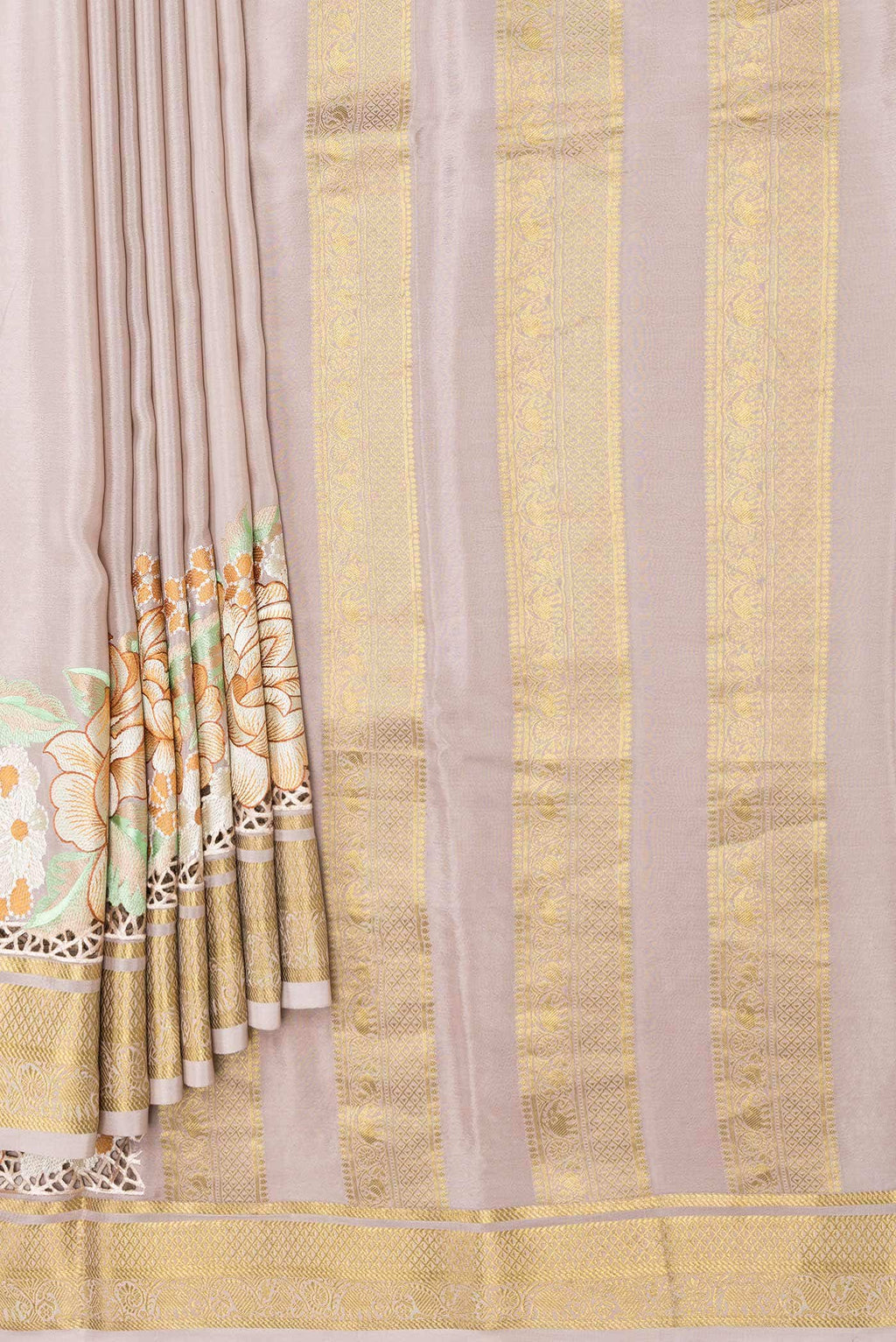 Rose Gold Dual Tone Mysore Crepe Saree