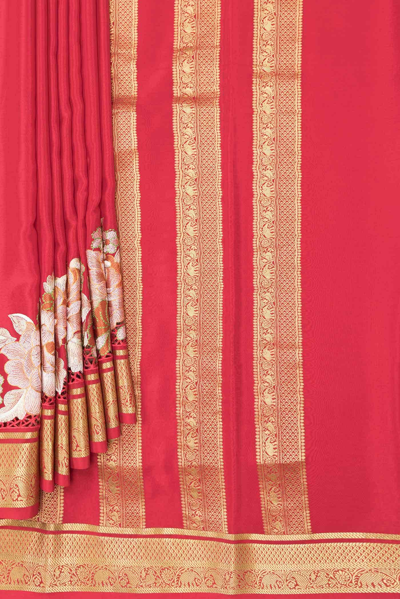 Red Dual Tone Mysore Crepe Saree