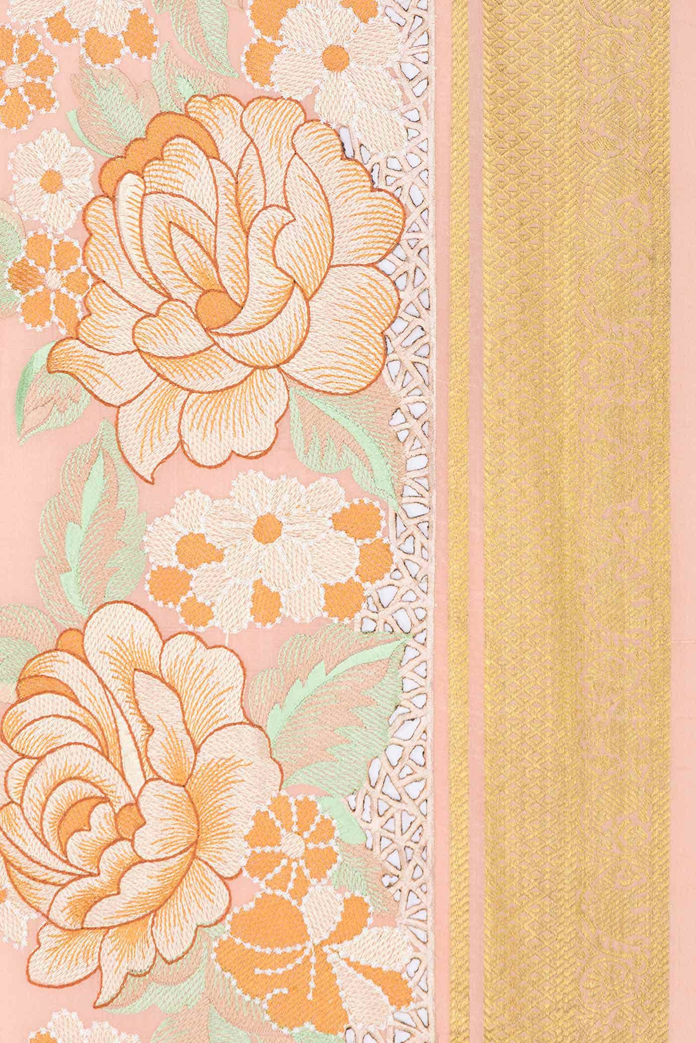 Golden Peach Dual Tone Mysore Crepe Saree