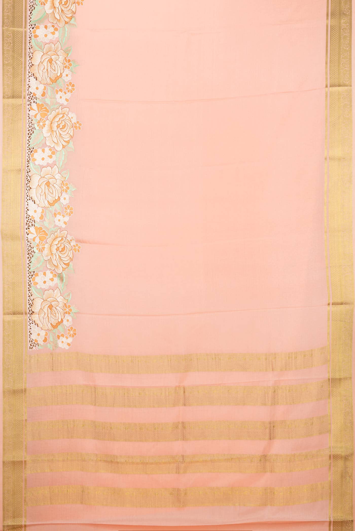 Golden Peach Dual Tone Mysore Crepe Saree