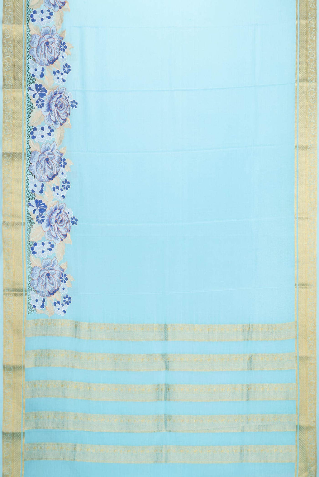 Light Blue Mysore Crepe Saree