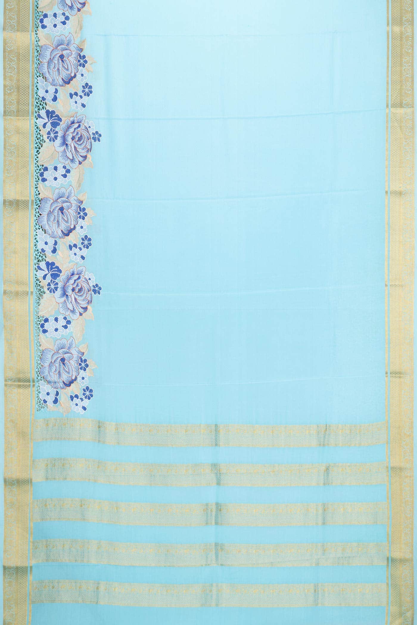 Light Blue Mysore Crepe Saree