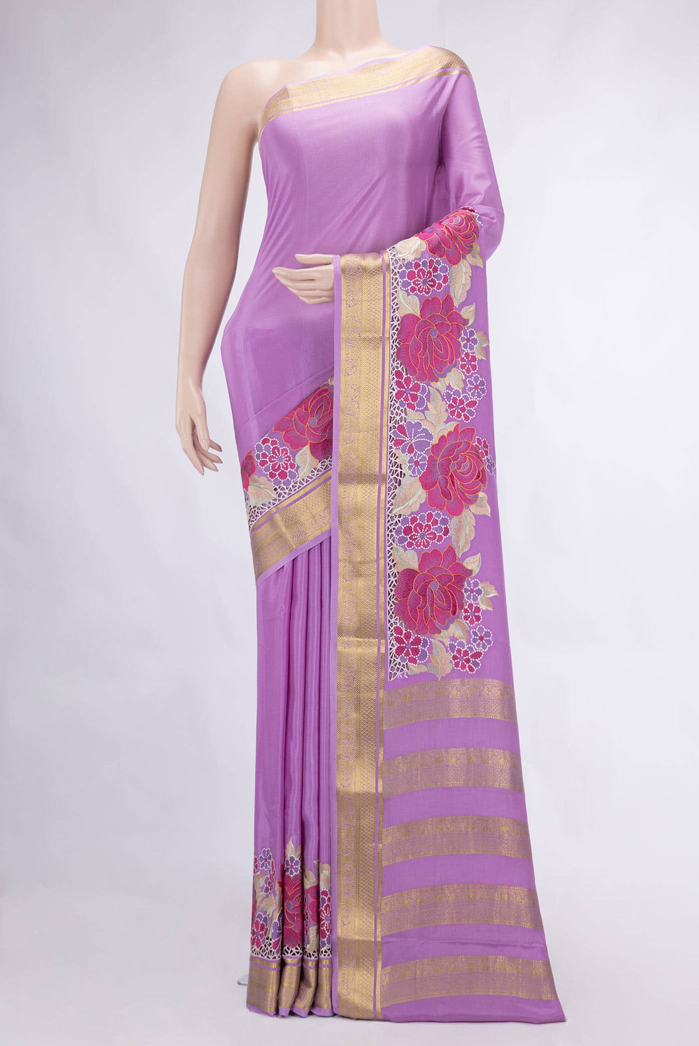 Lavender Mysore Crepe Saree