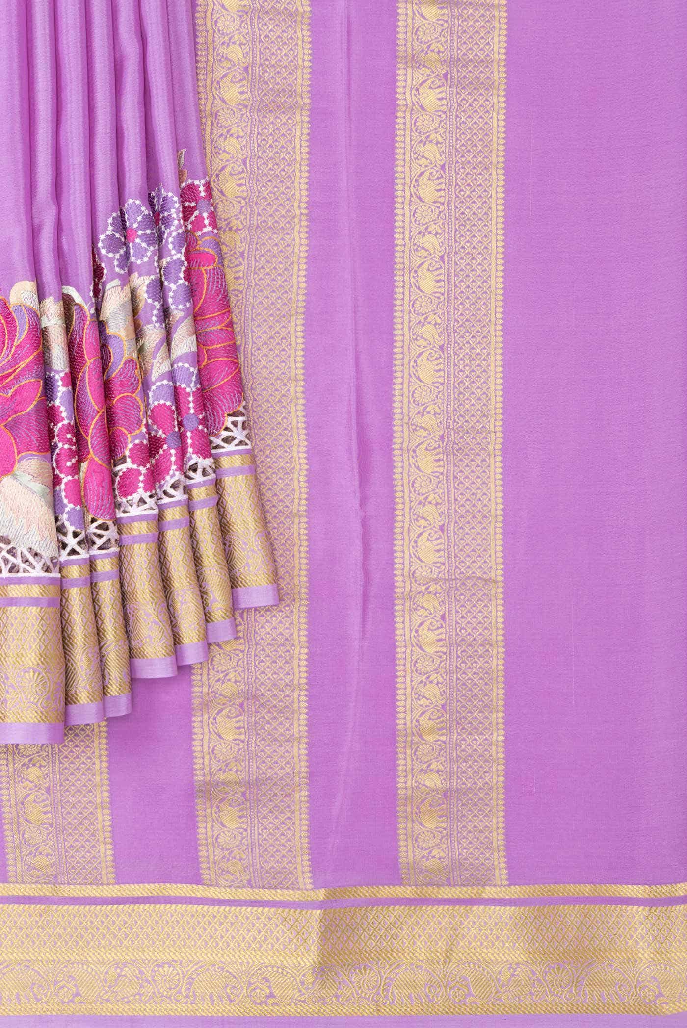 Lavender Mysore Crepe Saree