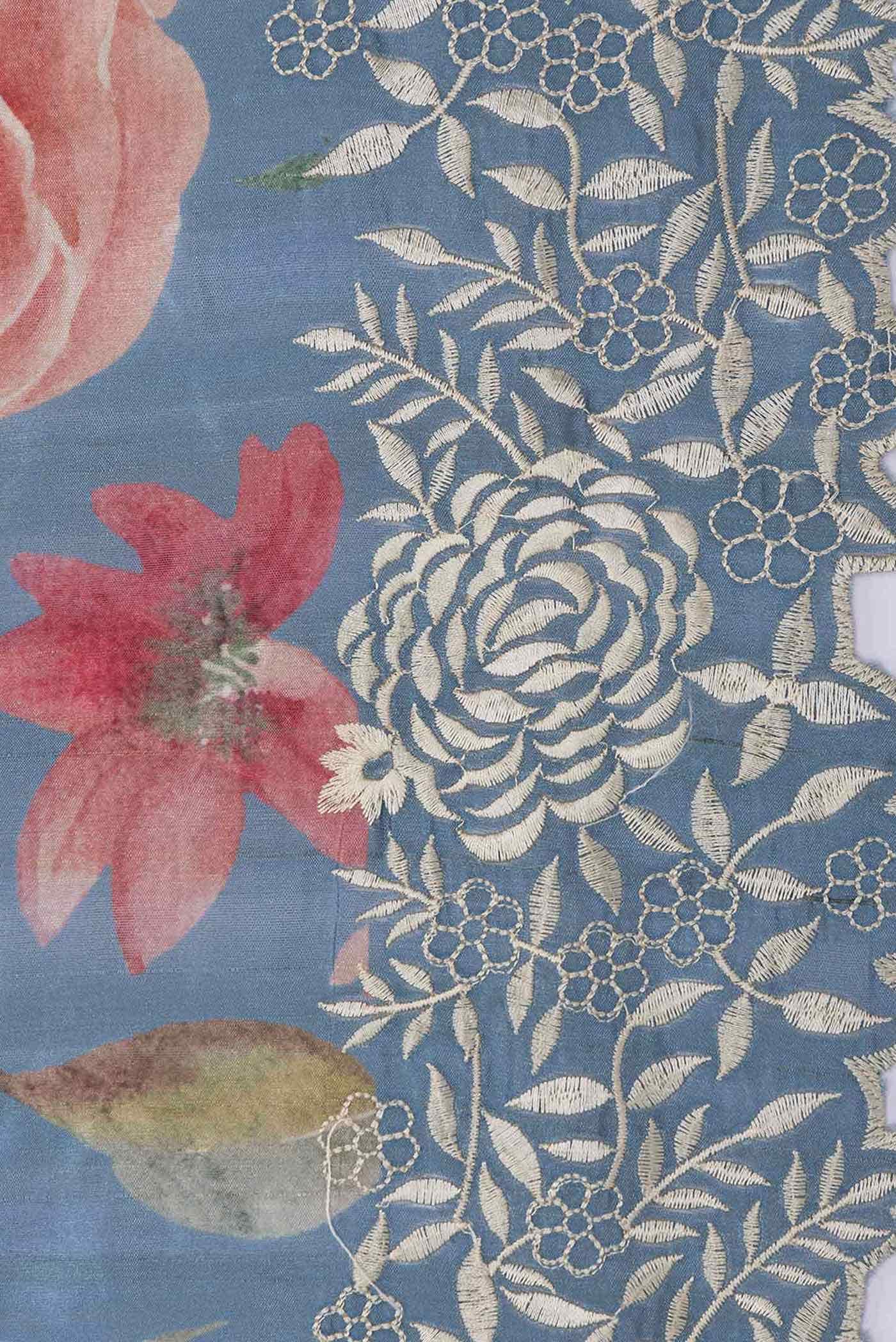 Blue Blended Tussar Silk Saree