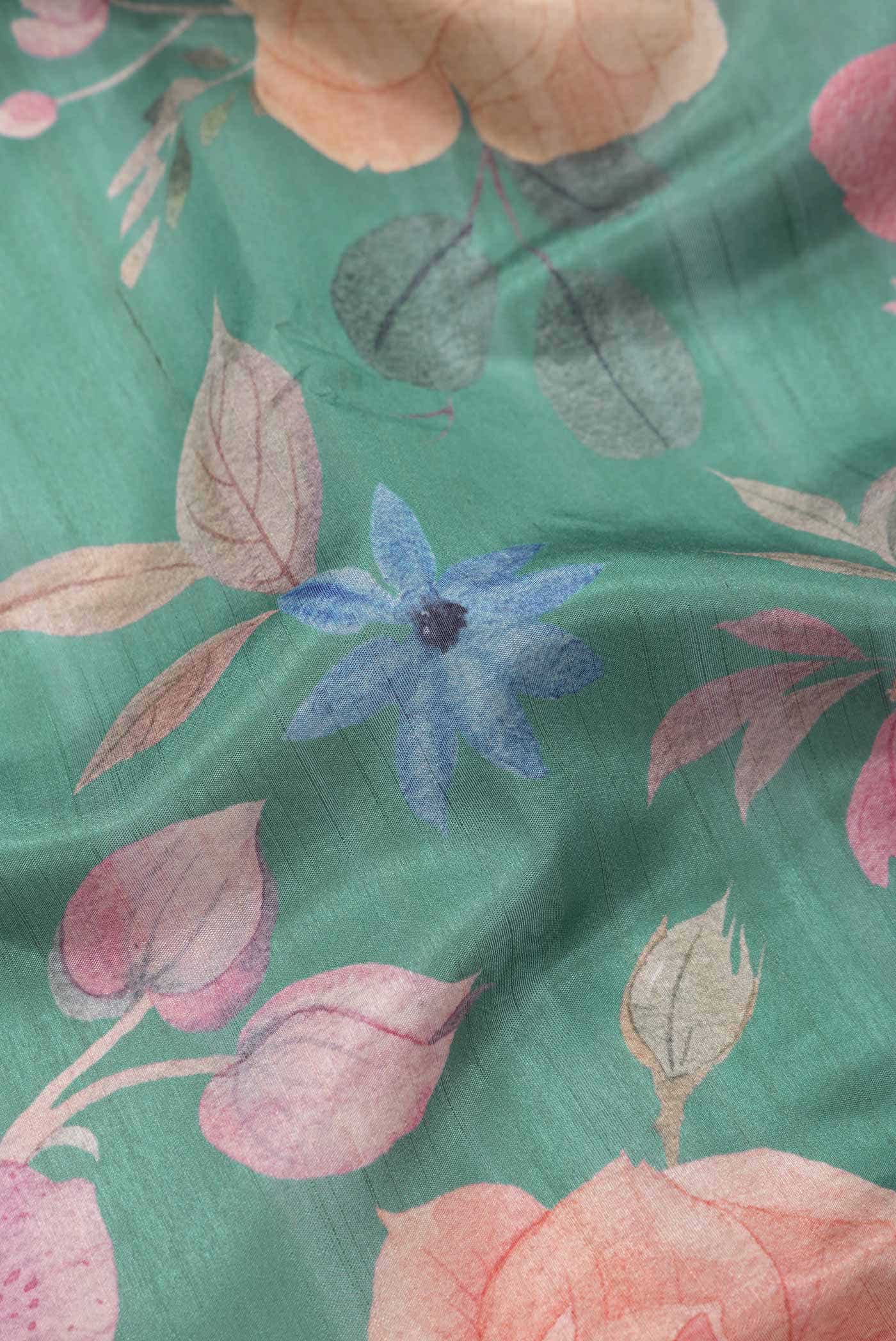 Green Blended Tussar Silk Saree