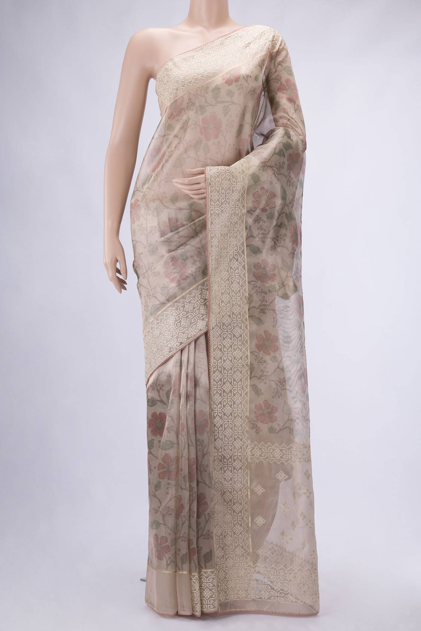 Pink Blended Organza Silk Saree