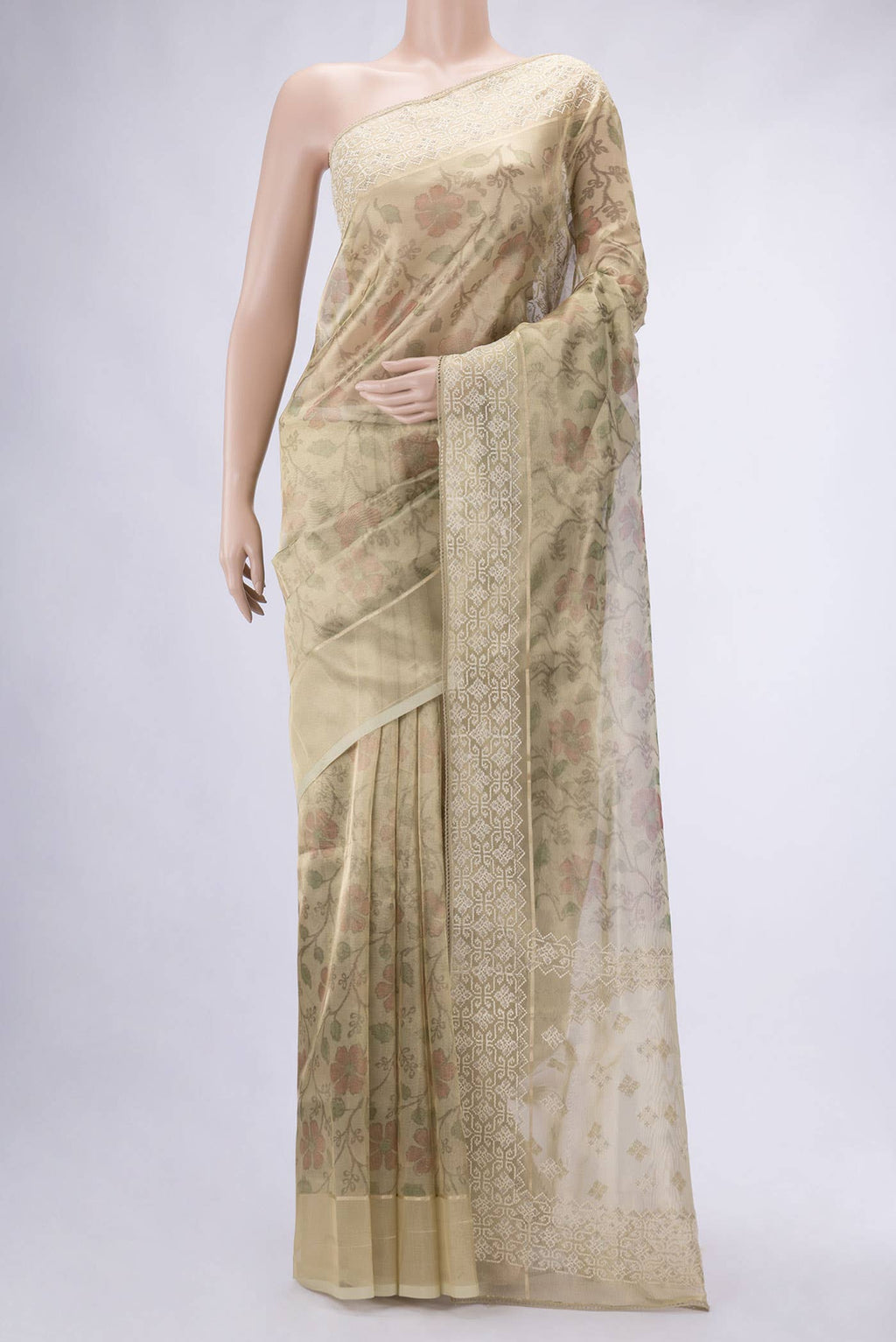 Sandal Blended Organza Silk Saree