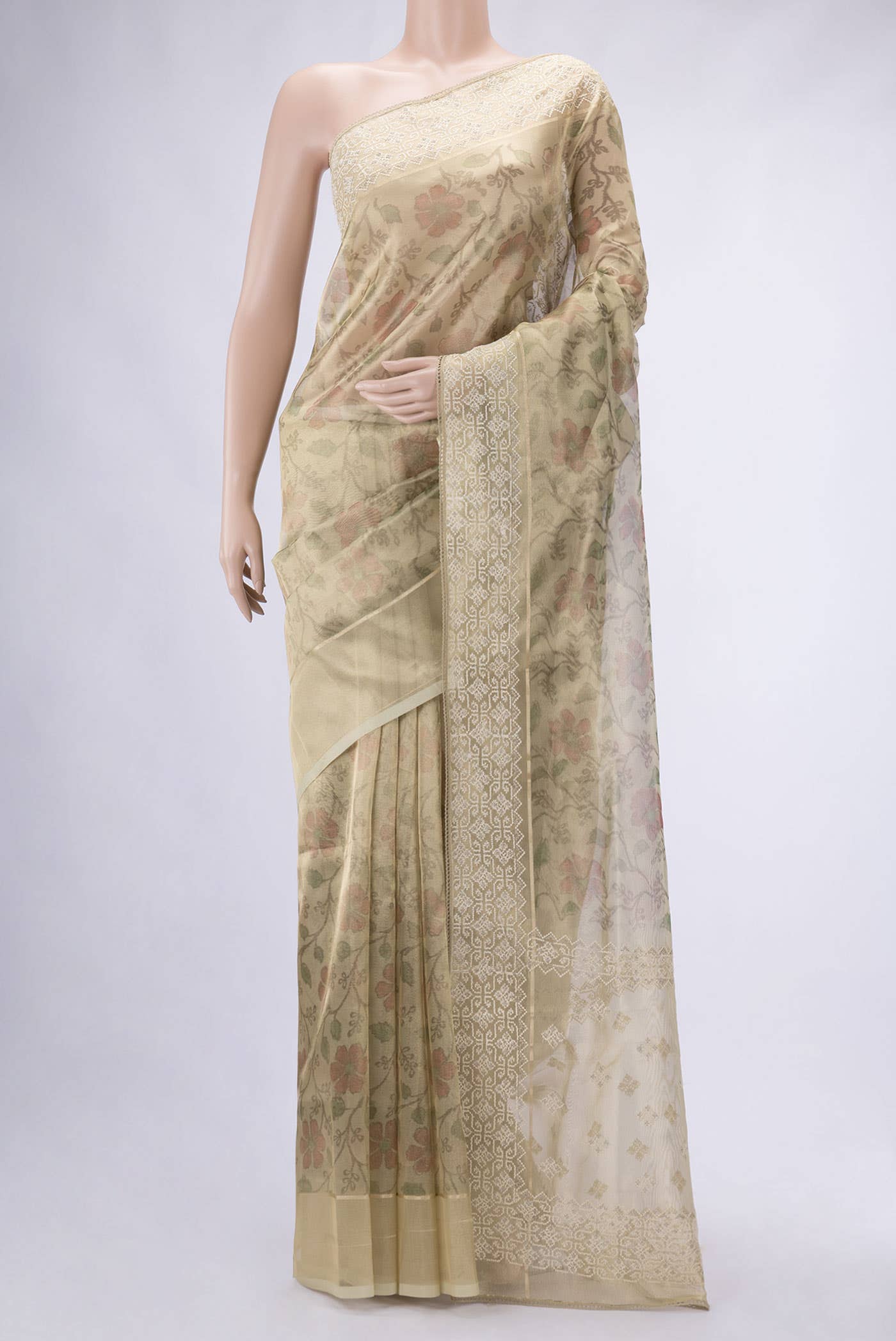 Sandal Blended Organza Silk Saree