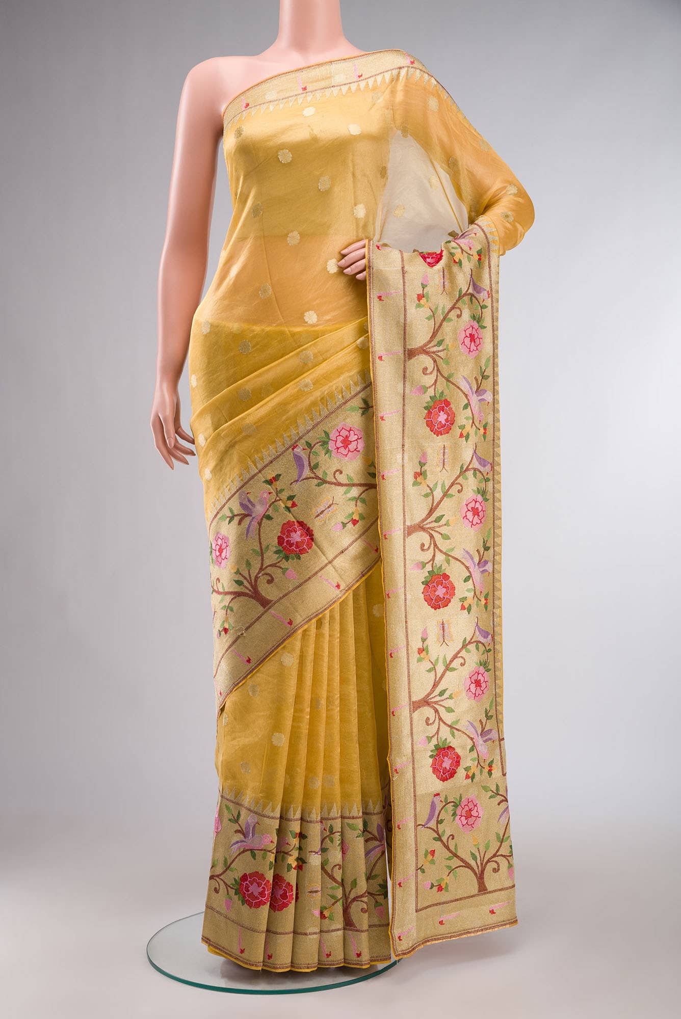 Yellow Tissue Silk Saree