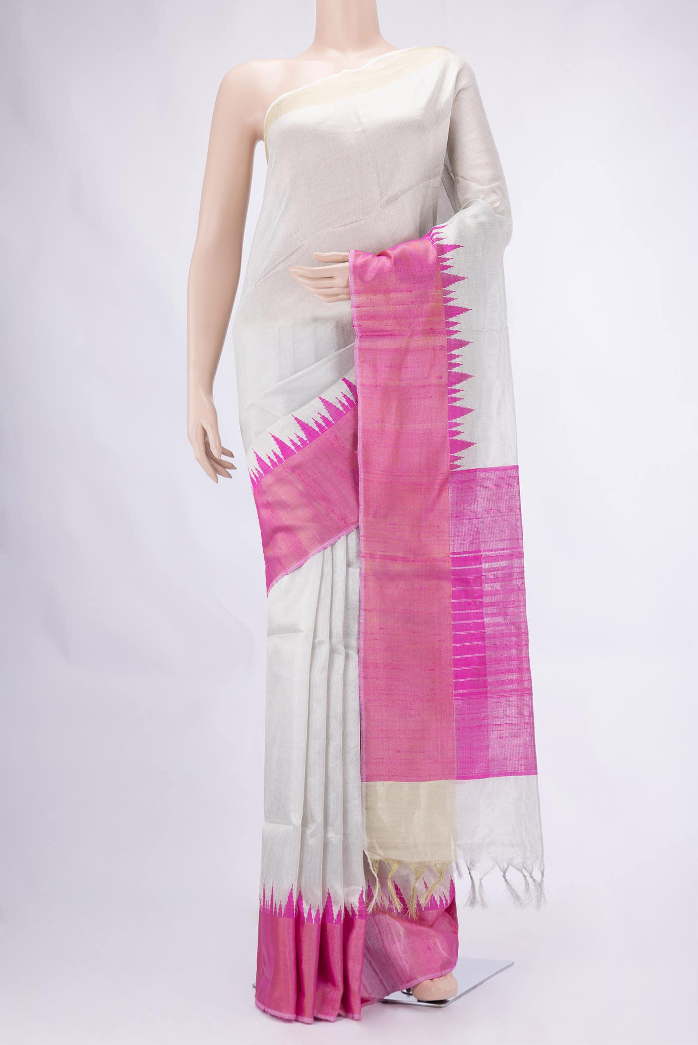 Silver Chanderi Tissue Silk Saree