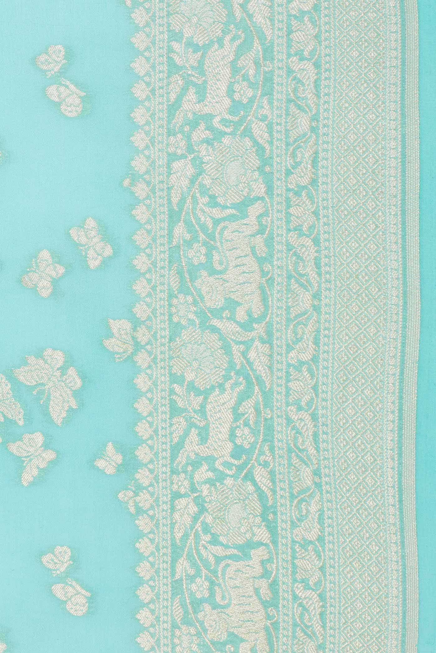 Sea Green Dual Tone Banarasi Georgette Saree