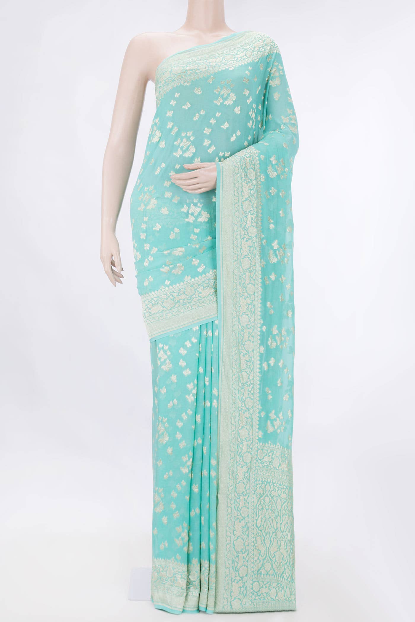 Sea Green Dual Tone Banarasi Georgette Saree