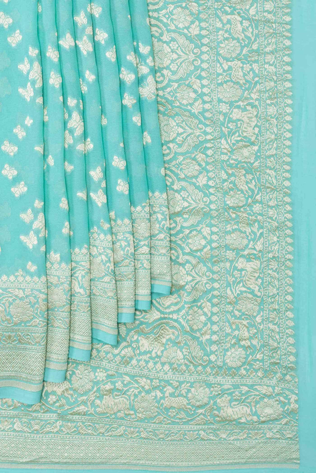 Sea Green Dual Tone Banarasi Georgette Saree