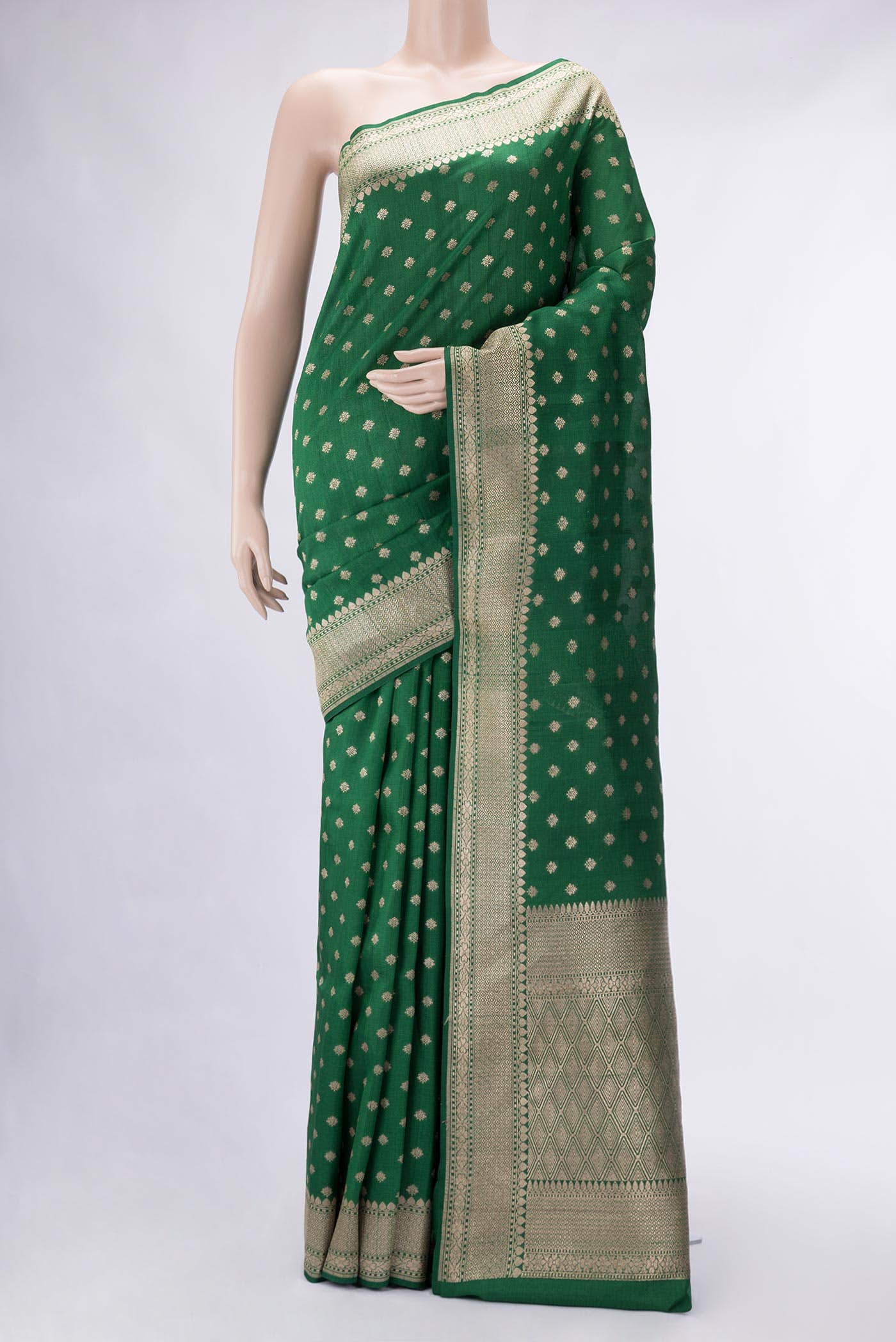 Green Banarasi Tussar Silk Saree