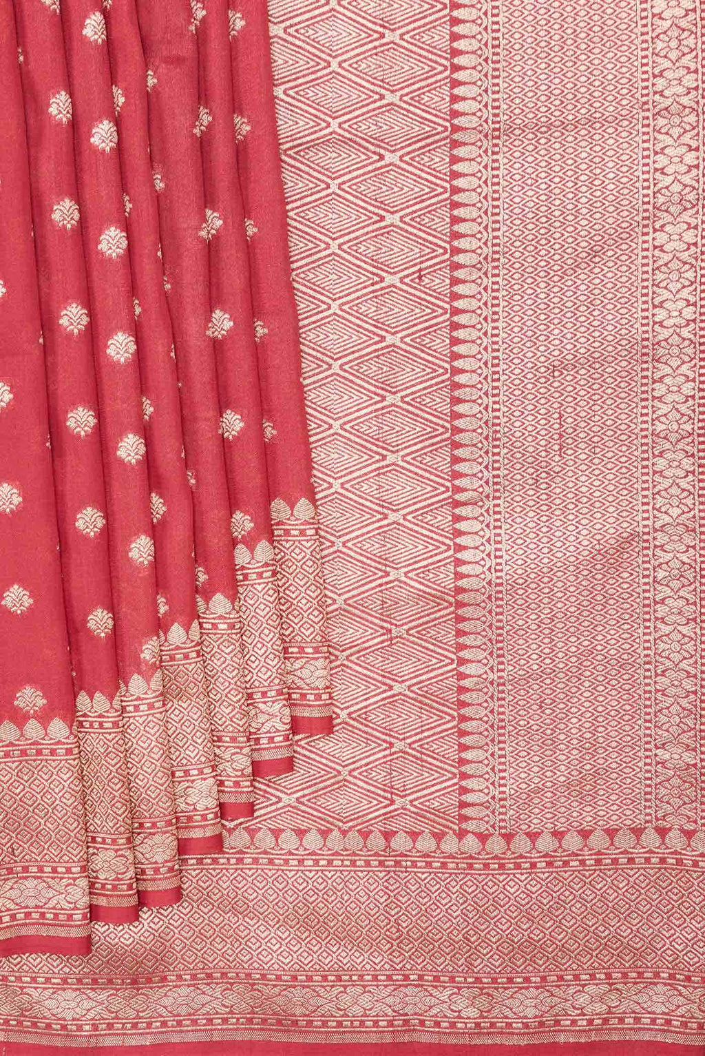 Red Dual Tone Tussar Silk Saree