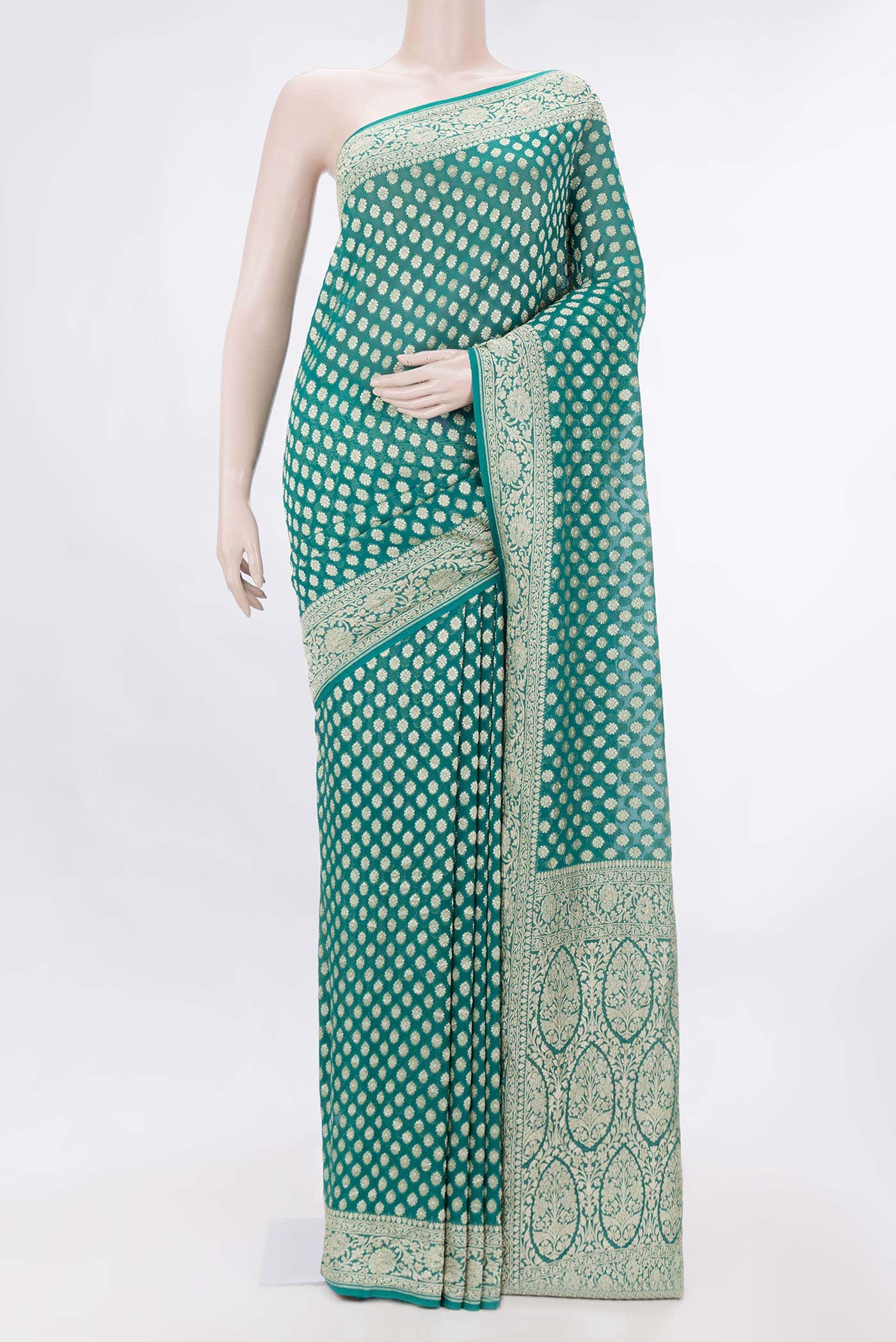 Green Dual Tone Banarasi Georgette Saree