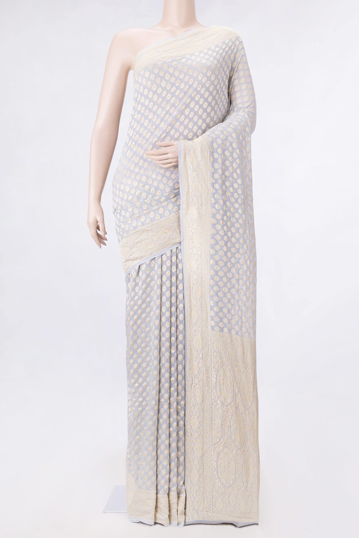 Grey Dual Tone Mysore Georgette Saree