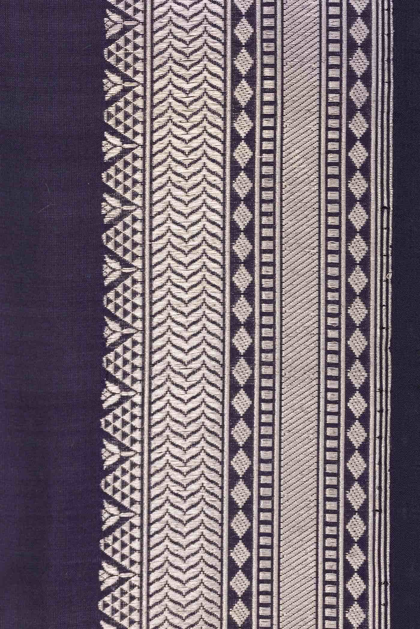 Navy Blue Dual Tone Banarasi Silk Saree