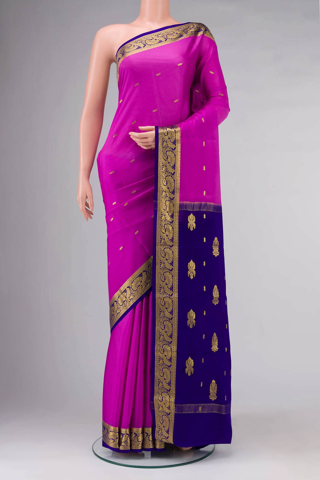 Pink Mysore Crepe Saree
