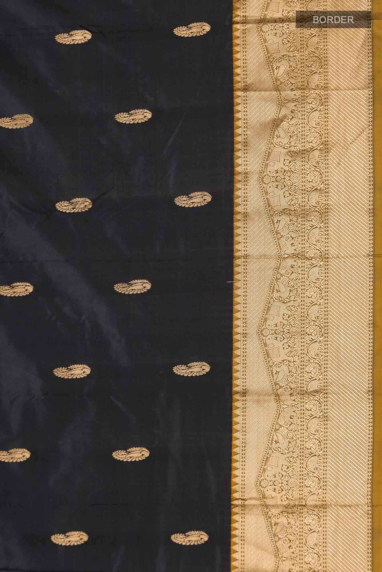 Black Bangalore Silk Saree