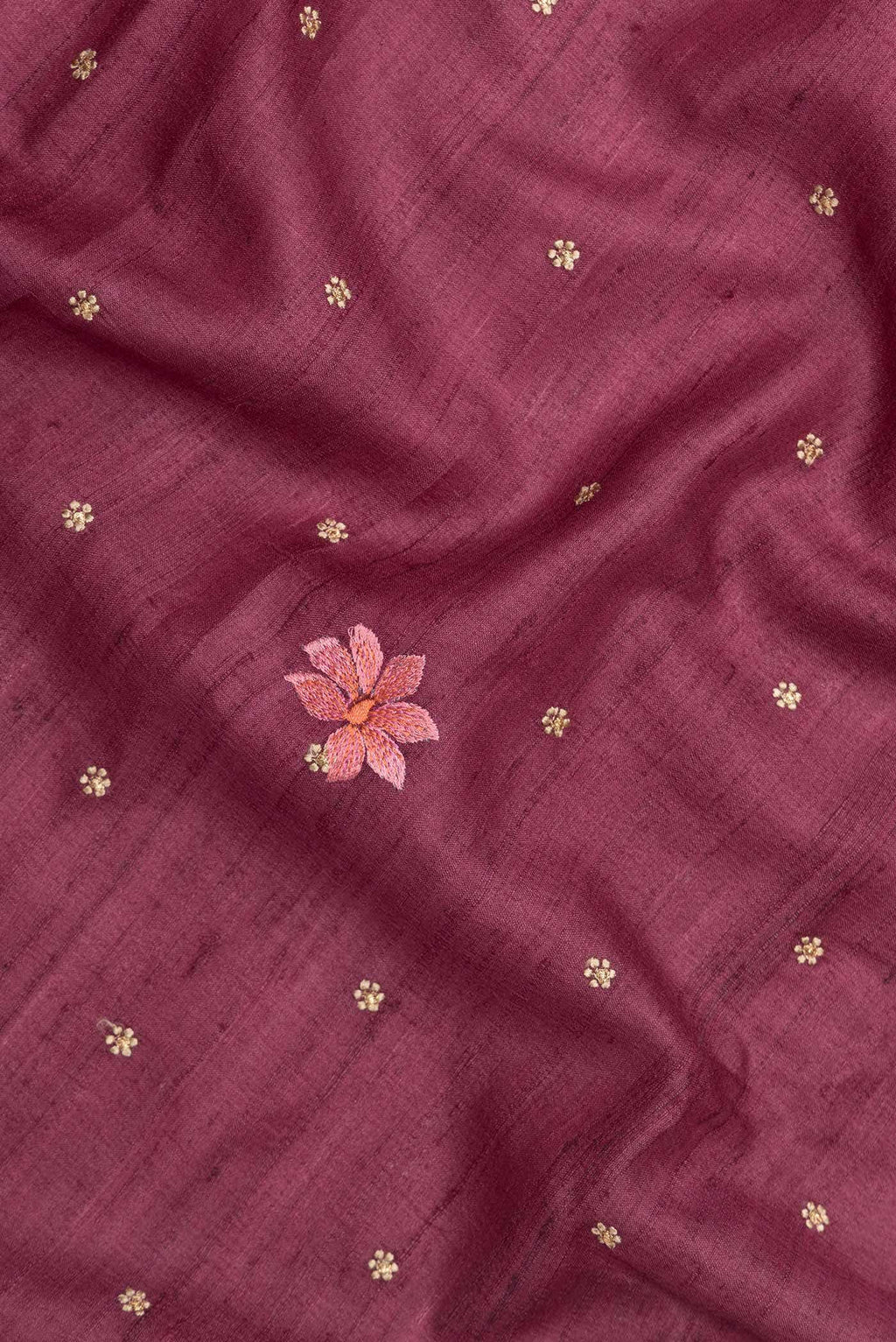 Maroon Tussar Silk Saree