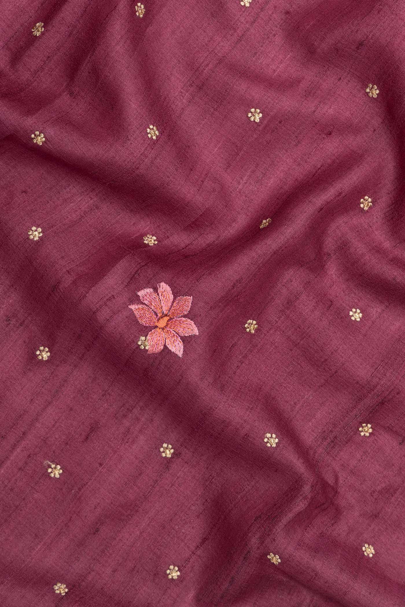 Maroon Tussar Silk Saree