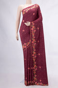 Maroon Tussar Silk Saree