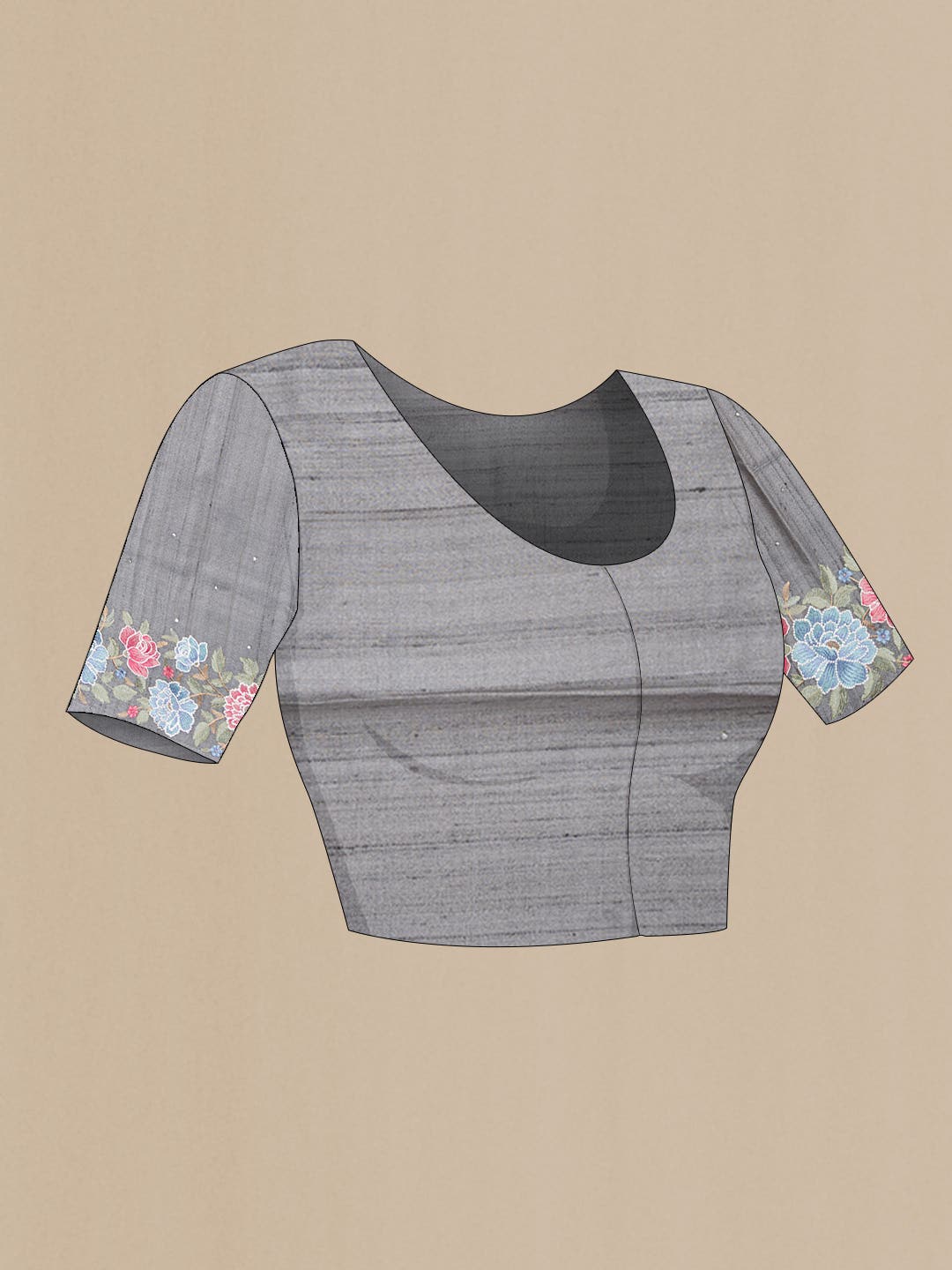 Grey Tussar Silk Saree