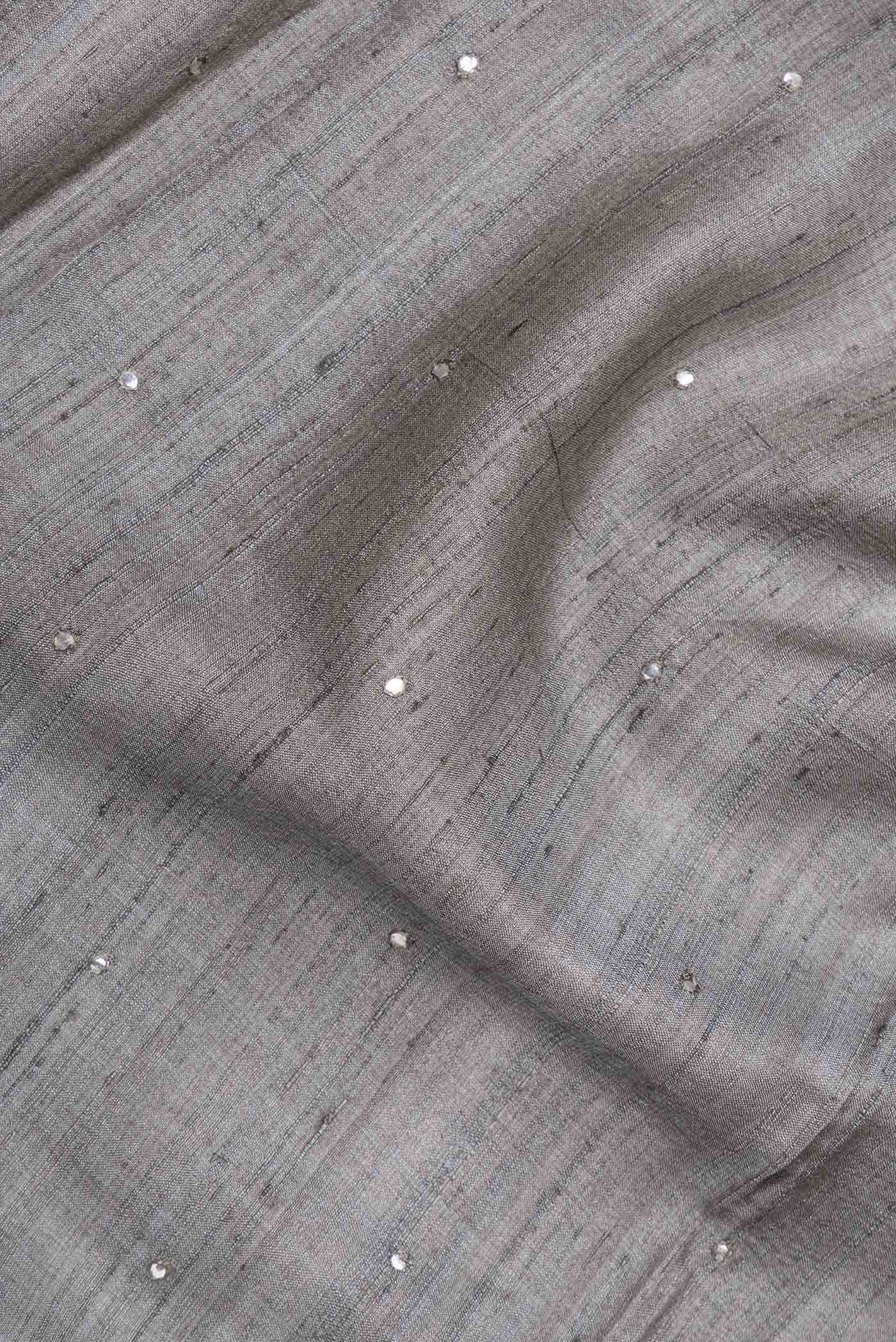 Grey Tussar Silk Saree