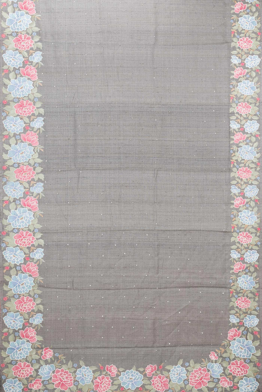 Grey Tussar Silk Saree