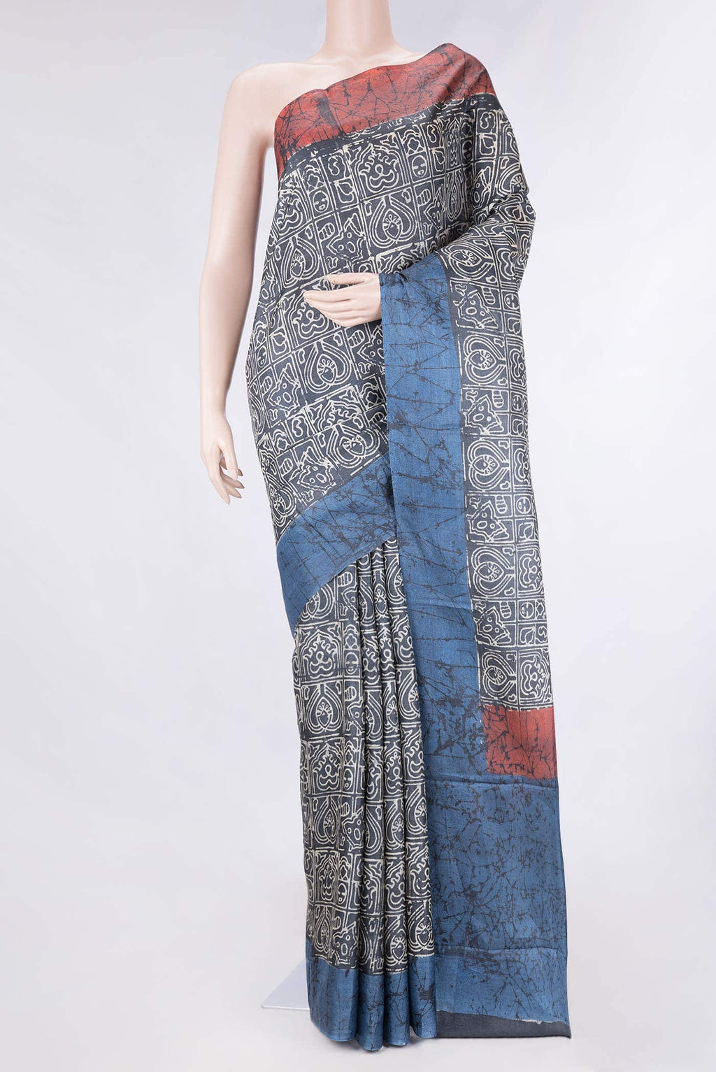 Black Dual Tone Tussar Silk Saree