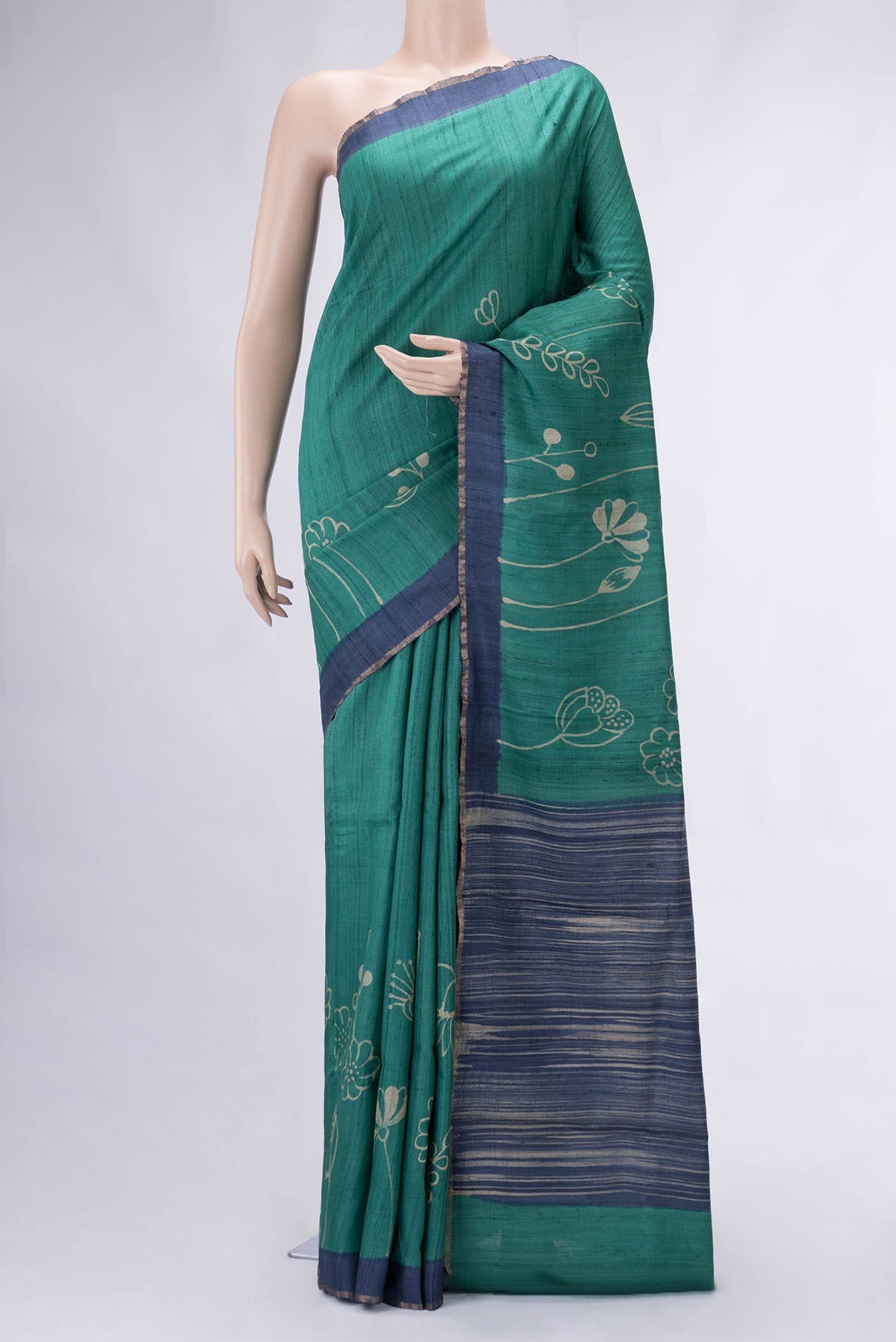 Green Tussar Silk Saree