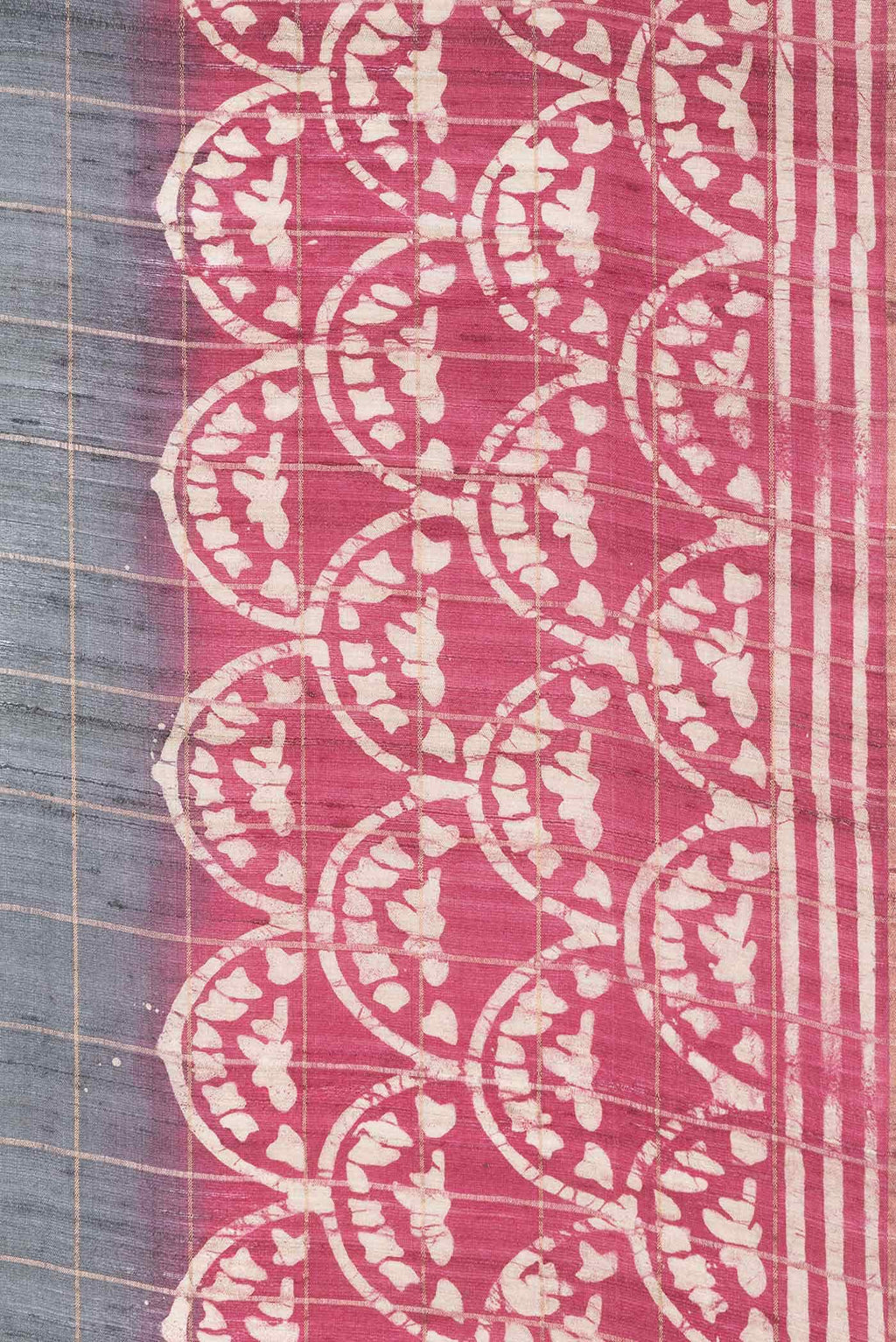 Grey Tussar Silk Saree